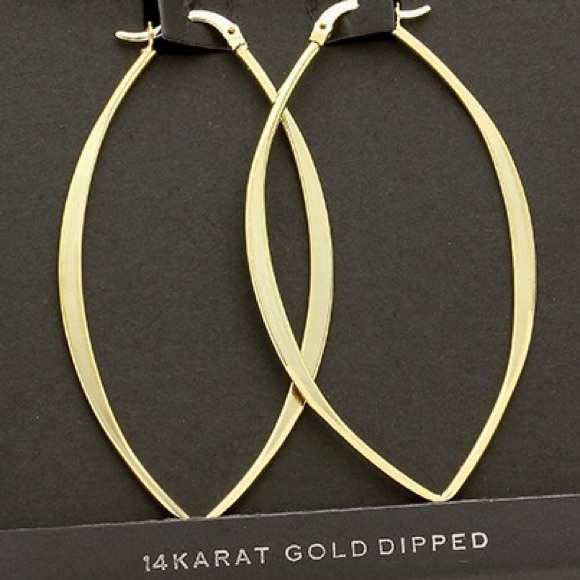 EL4F Jewelry - Elegant 14K Yellow Gold Dipped Long Hoop Earrings